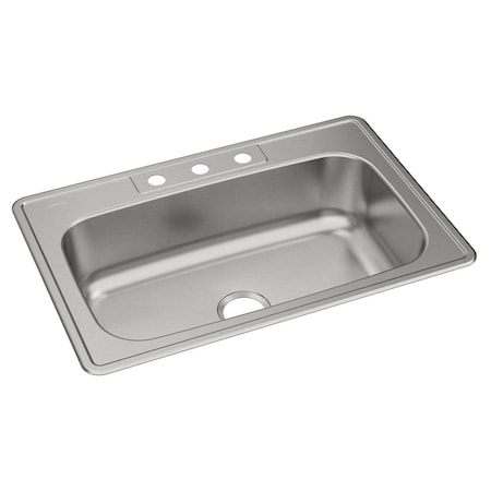 Elkay Dayton Stainless Steel 33 X 22 X 8-1/16 Equal Single Bowl Top Mount Sink DSE133223